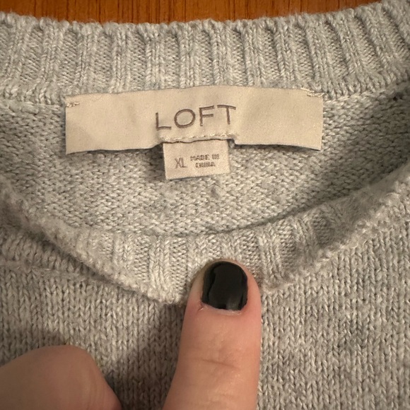LOFT Light Gray Crewneck Sweater - Picture 5 of 6
